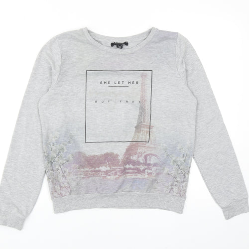 Atmosphere Womens Grey Cotton Pullover Sweatshirt Size 10 Pullover
