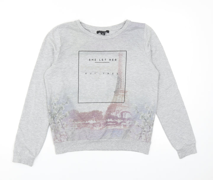 Atmosphere Womens Grey Cotton Pullover Sweatshirt Size 10 Pullover