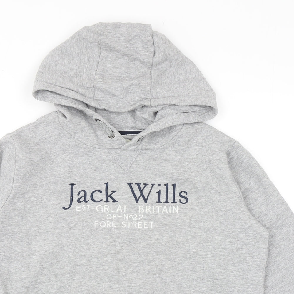 Jack Wills Girls Grey Cotton Pullover Hoodie Size 14-15 Years Pullover