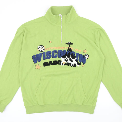 Loveheynew Womens Green Polyester Pullover Sweatshirt Size S Zip