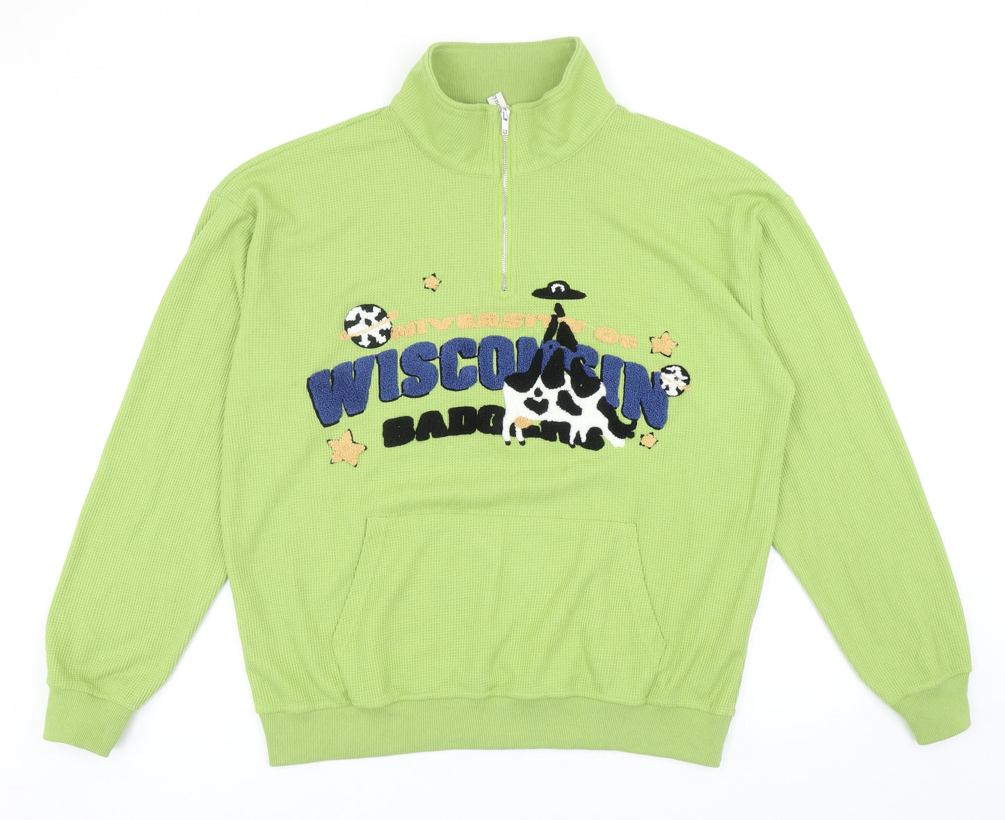 Loveheynew Womens Green Polyester Pullover Sweatshirt Size S Zip