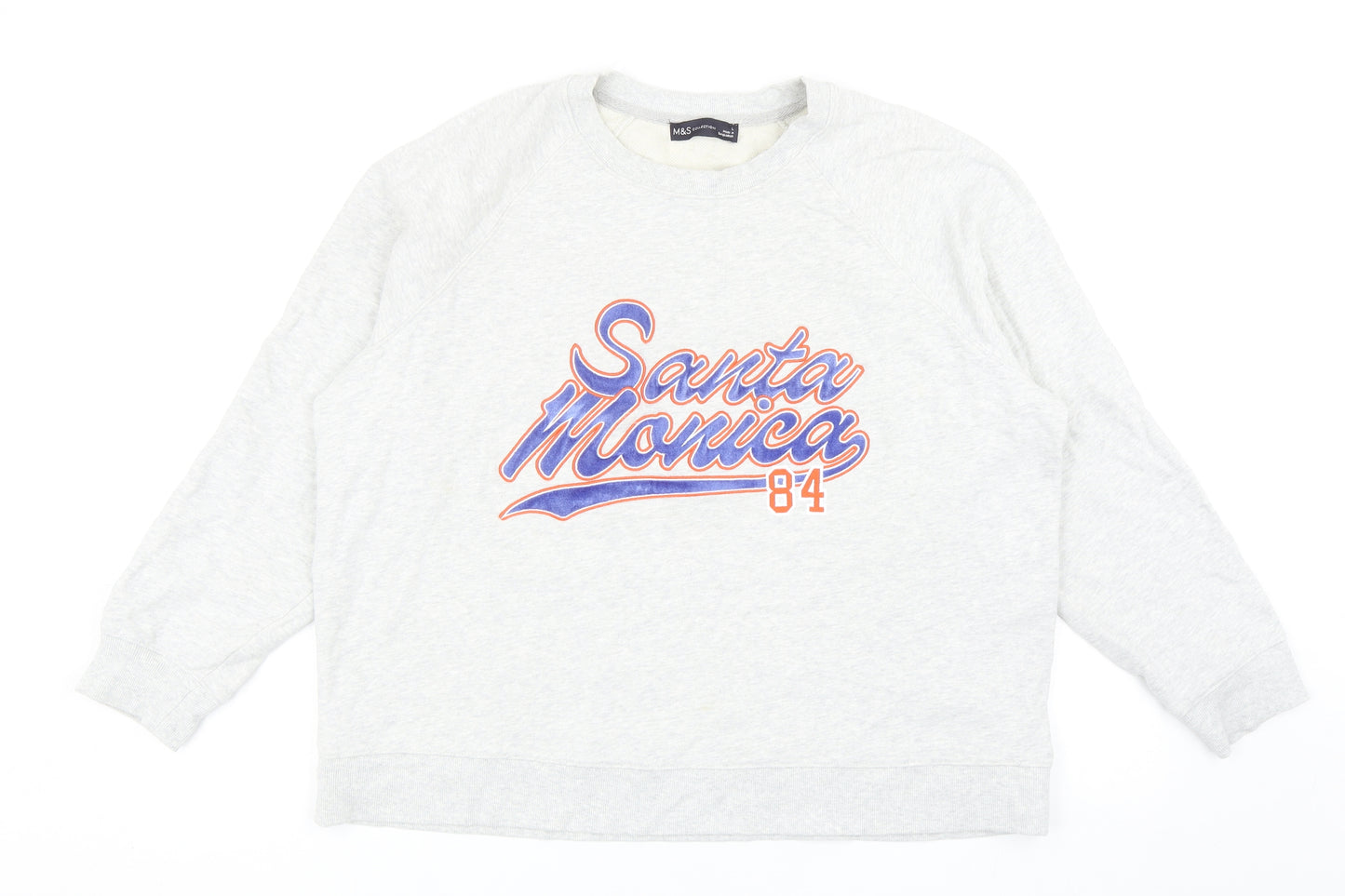 Marks and Spencer Womens Grey Cotton Pullover Sweatshirt Size L Pullover - Santa Monica