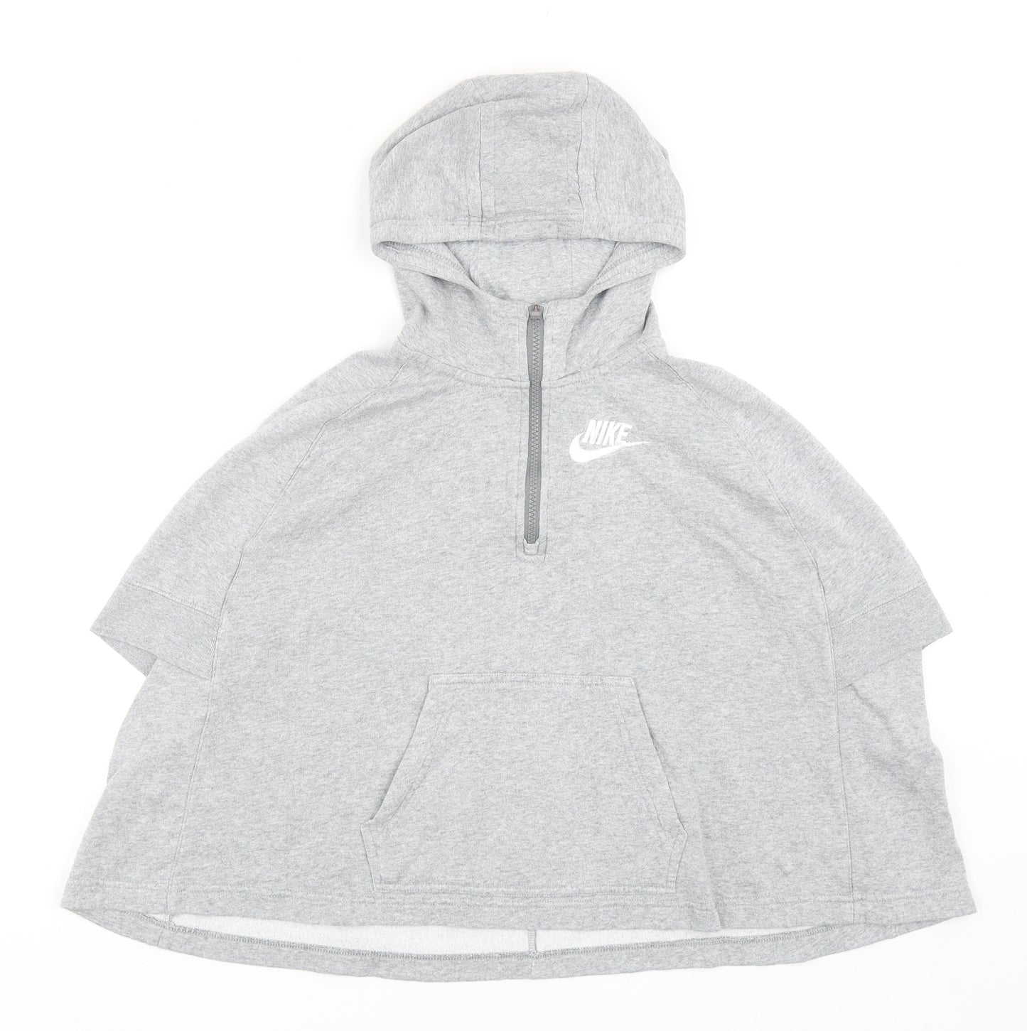 Nike Girls Grey Cotton Pullover Hoodie Size 10-11 Years Zip
