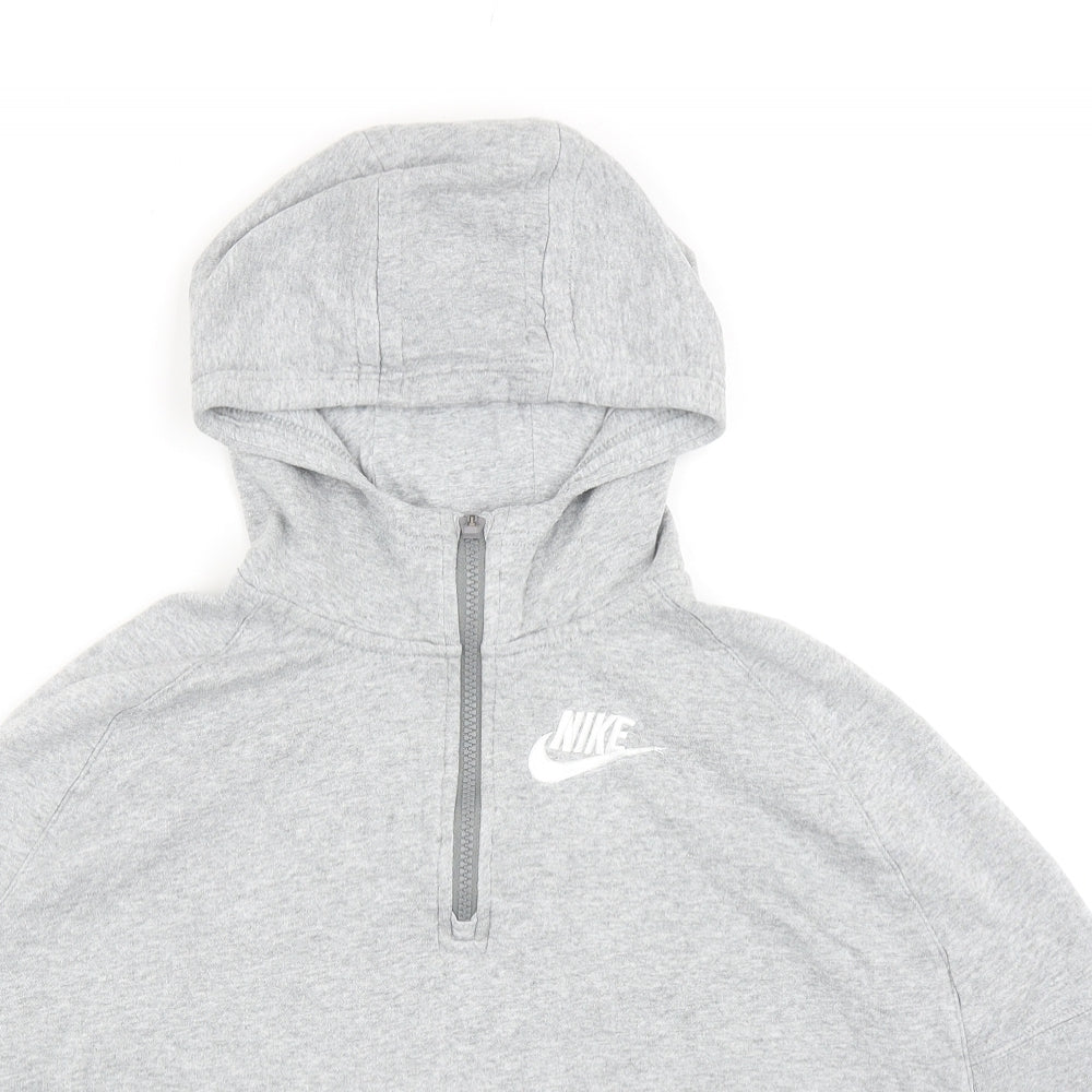 Nike Girls Grey Cotton Pullover Hoodie Size 10-11 Years Zip