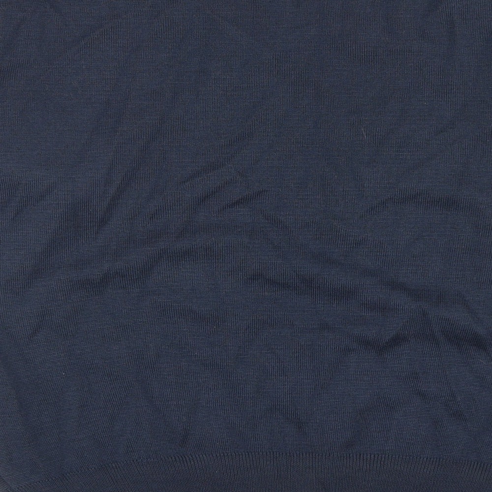 Gabicci Mens Blue V-Neck Wool Pullover Jumper Size L Long Sleeve