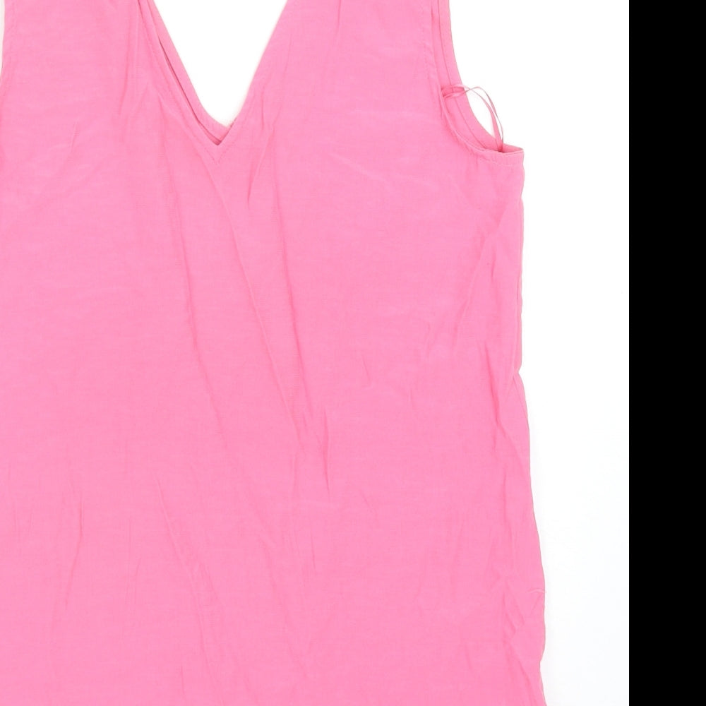 Marks and Spencer Womens Pink Viscose Basic Tank Size 8 V-Neck