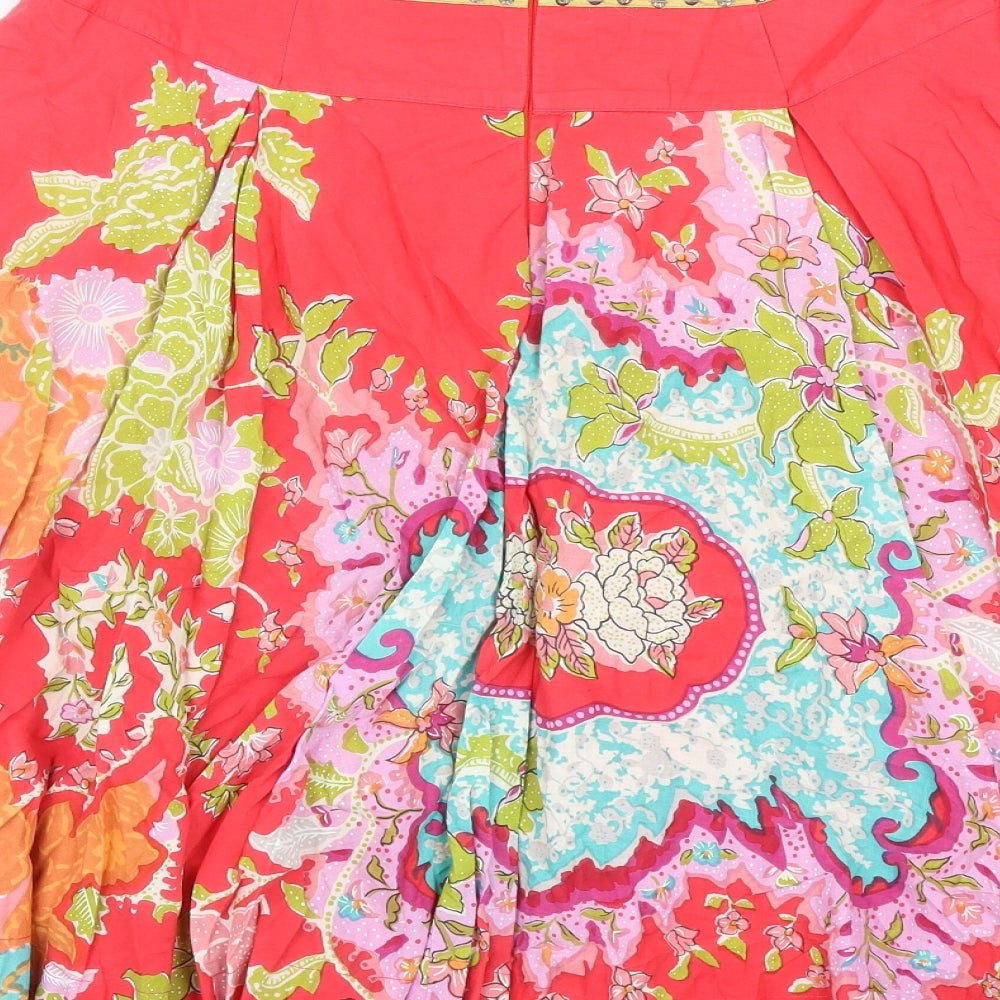 K Derhy Womens Pink Geometric Cotton Swing Skirt Size M Zip