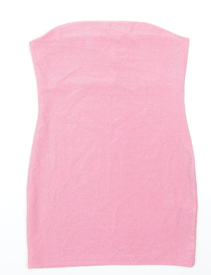 Divided by H&M Womens Pink Polyester Bodycon Size M Off the Shoulder Pullover