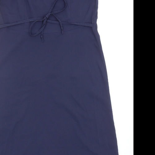 Marks and Spencer Womens Blue Herringbone Polyester A-Line Size 12 V-Neck Pullover