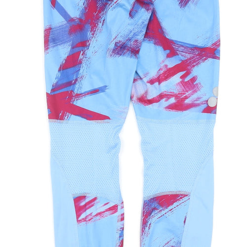Reebok Womens Blue Geometric Polyester Compression Leggings Size XS Regular Pullover