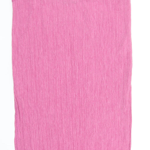 Zara Womens Pink Polyester Slip Dress Size M Square Neck Pullover