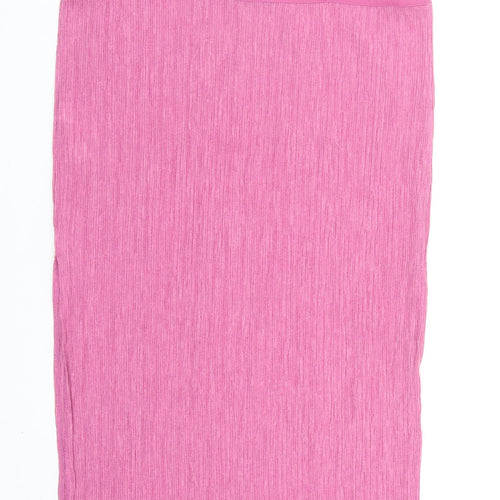 Zara Womens Pink Polyester Slip Dress Size M Square Neck Pullover