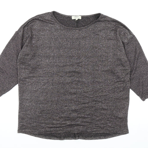 Papaya Womens Grey Viscose Basic T-Shirt Size M Boat Neck