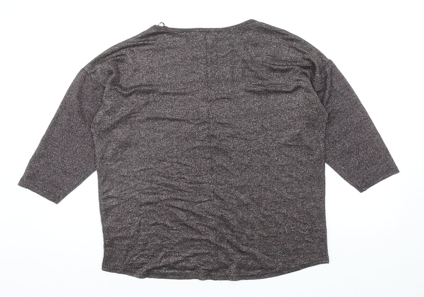 Papaya Womens Grey Viscose Basic T-Shirt Size M Boat Neck