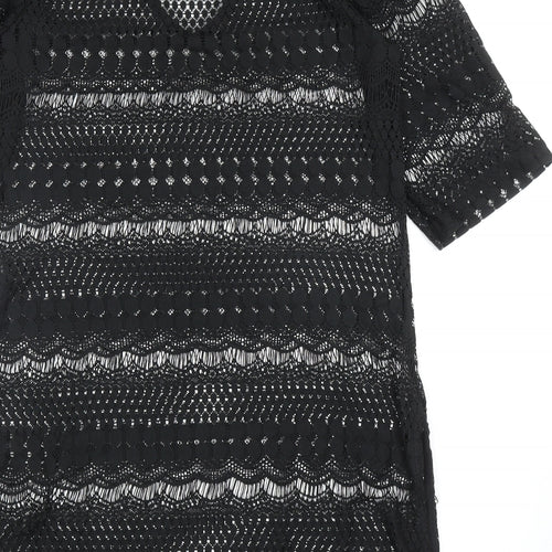 New Look Womens Black Geometric Polyester A-Line Size S V-Neck Pullover