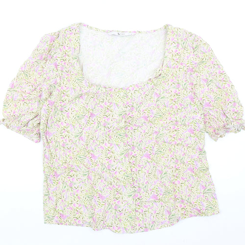 TU Womens Multicoloured Floral Viscose Basic Blouse Size 8 Square Neck