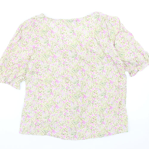 TU Womens Multicoloured Floral Viscose Basic Blouse Size 8 Square Neck