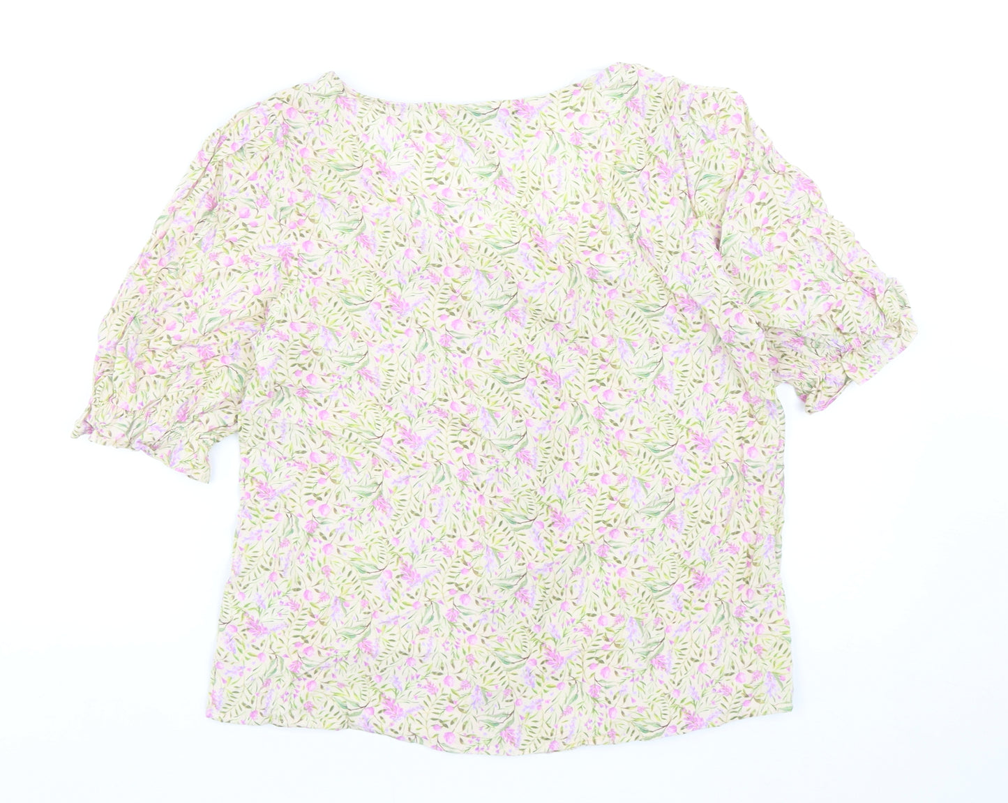 TU Womens Multicoloured Floral Viscose Basic Blouse Size 8 Square Neck