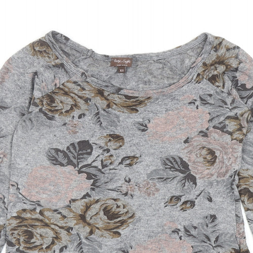 Phase Eight Womens Grey Scoop Neck Floral Viscose Pullover Jumper Size XS - Lace Hem