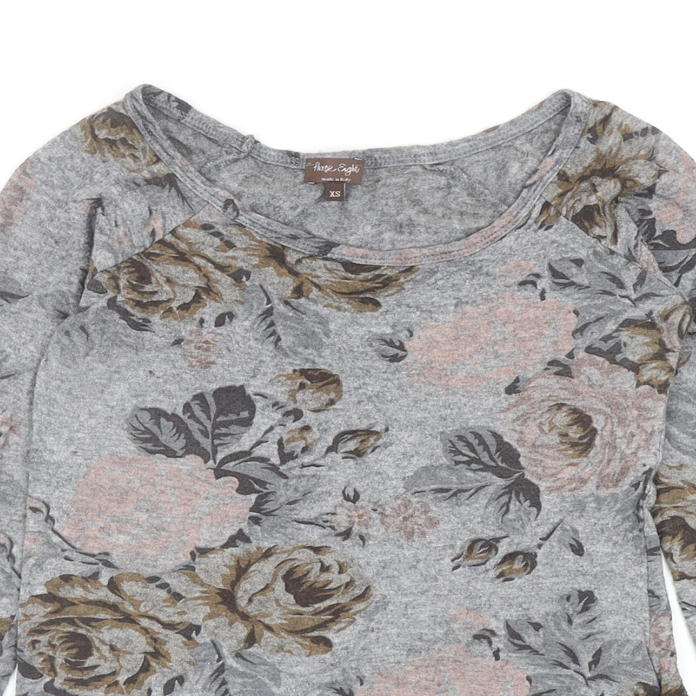 Phase Eight Womens Grey Scoop Neck Floral Viscose Pullover Jumper Size XS - Lace Hem