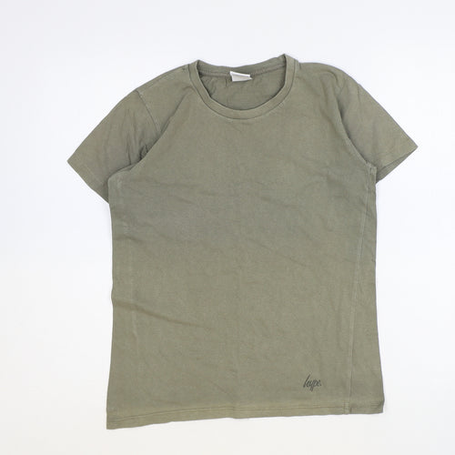 Hype Boys Green Cotton Basic T-Shirt Size 13 Years Round Neck Pullover