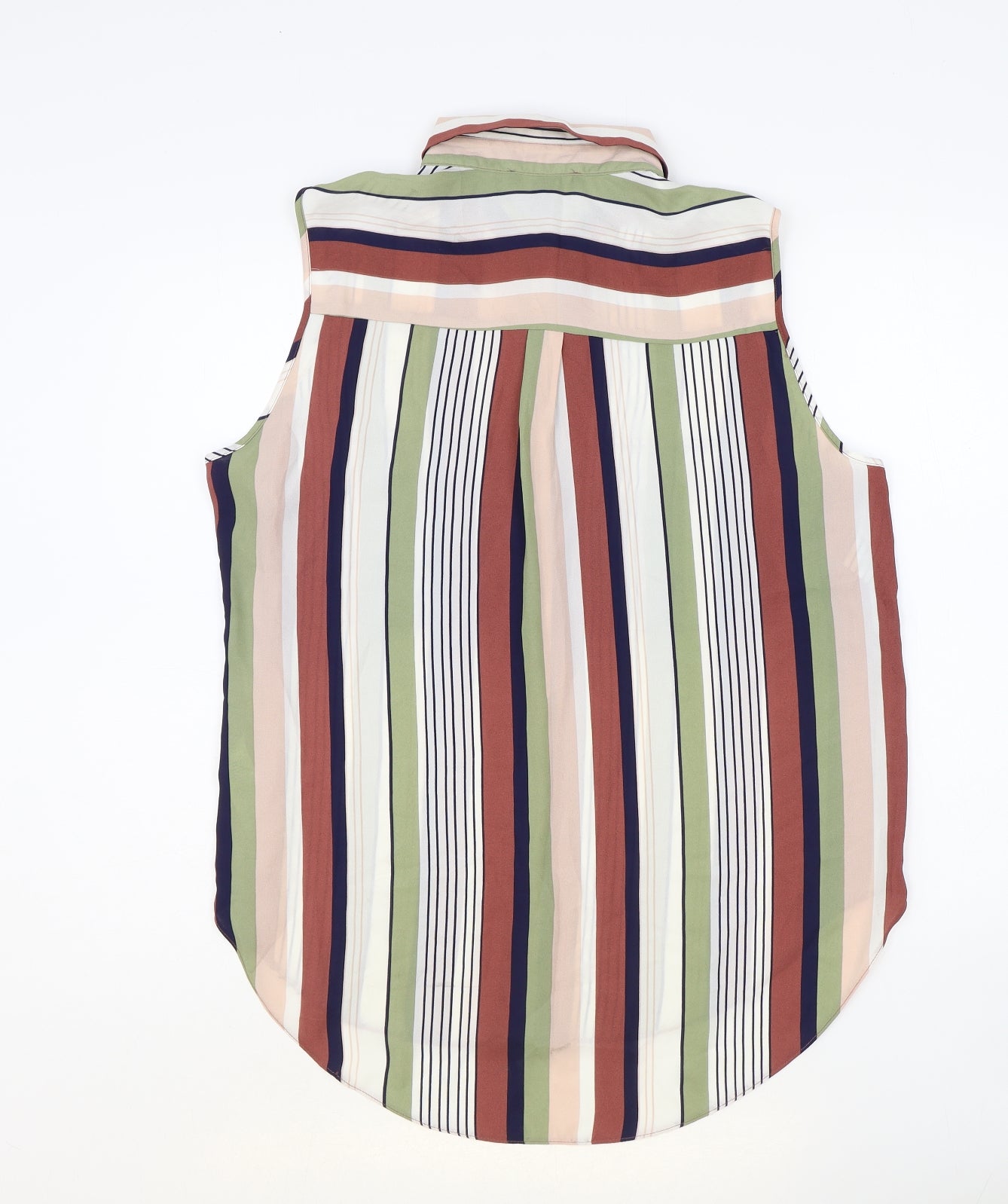 Primark Womens Multicoloured Striped Polyester Basic Button-Up Size 16 Collared