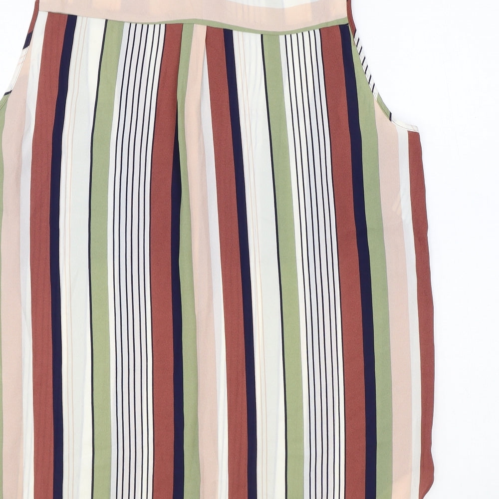Primark Womens Multicoloured Striped Polyester Basic Button-Up Size 16 Collared