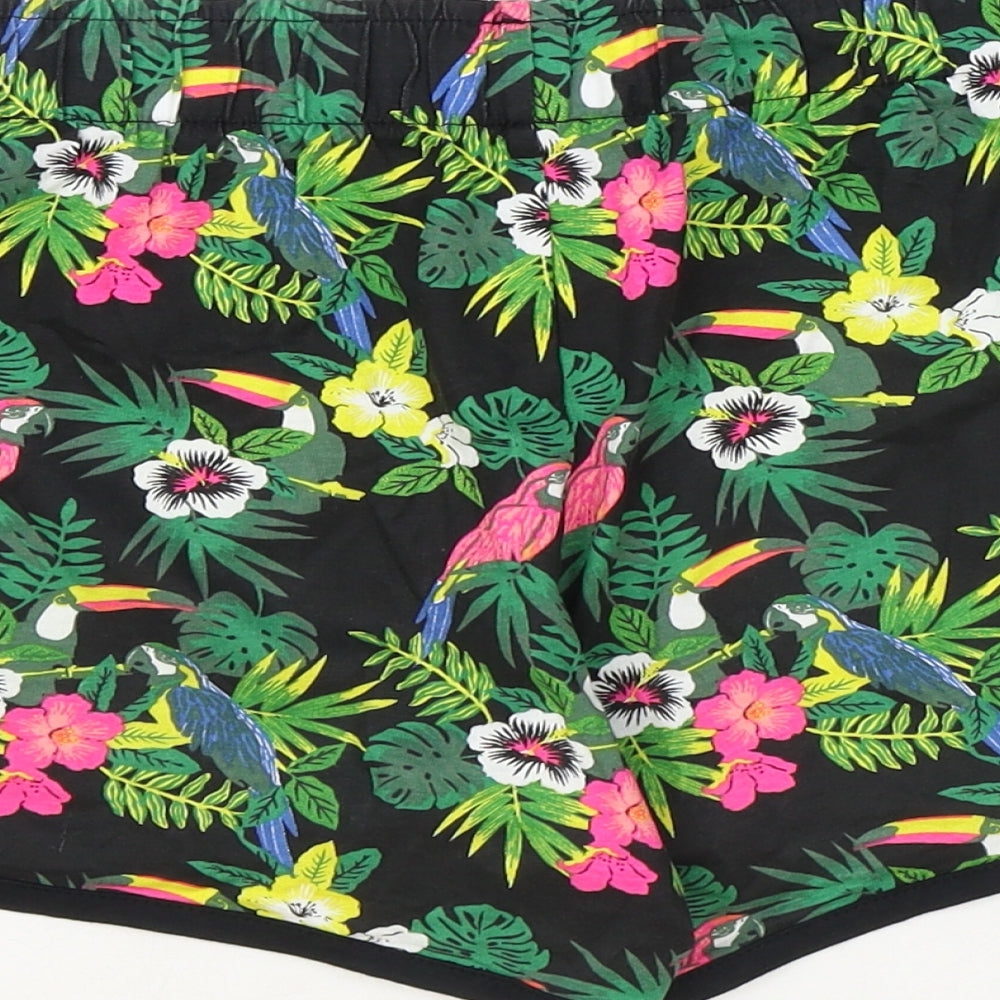 George Womens Black Geometric 100% Cotton Sweat Shorts Size 10 Regular Pull On