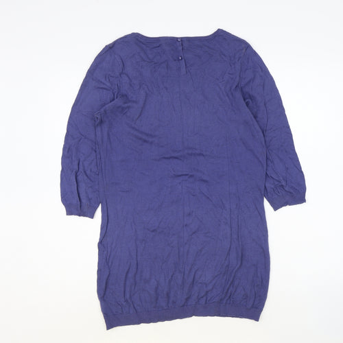 Preworn Womens Blue Scoop Neck Polyester Pullover Jumper Size 12