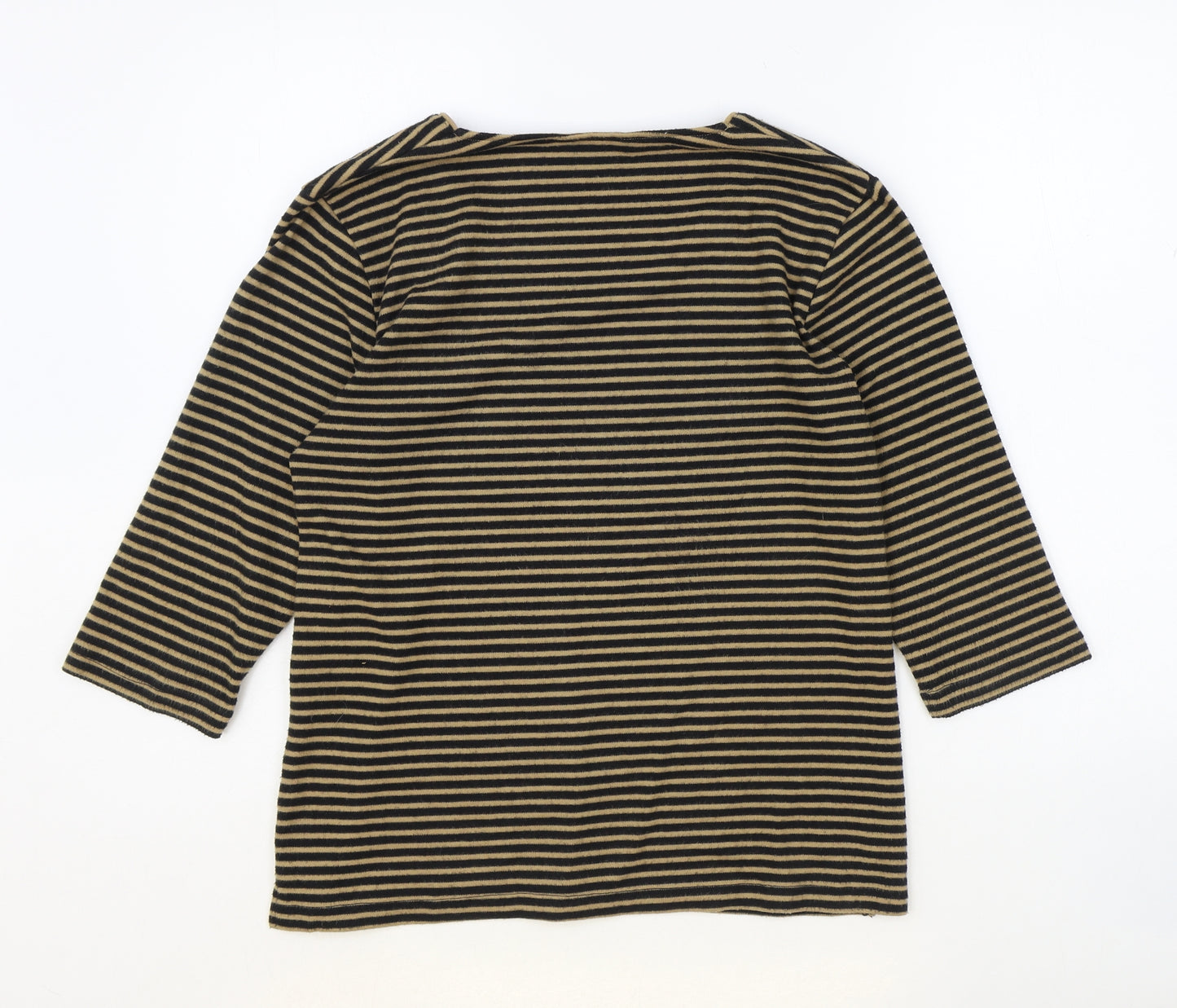 TIGI Womens Brown Striped Polyester Basic Blouse Size 12 Scoop Neck - Size 12-14