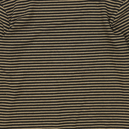 TIGI Womens Brown Striped Polyester Basic Blouse Size 12 Scoop Neck - Size 12-14