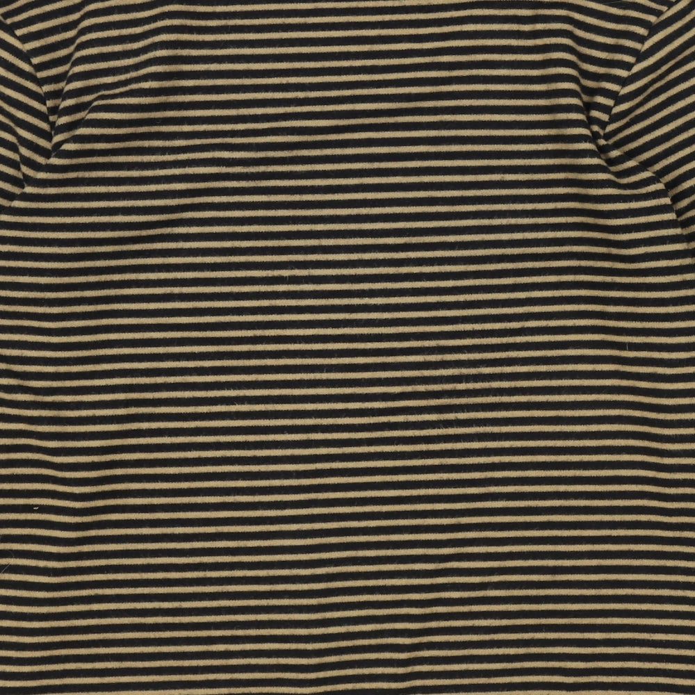 TIGI Womens Brown Striped Polyester Basic Blouse Size 12 Scoop Neck - Size 12-14