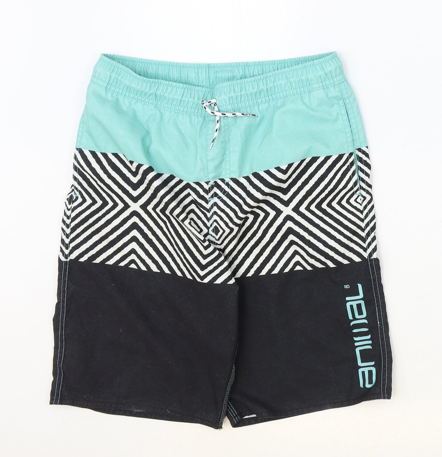 Animal Boys Blue Polyester Bermuda Shorts Size 13-14 Years Regular Tie - Swim Shorts