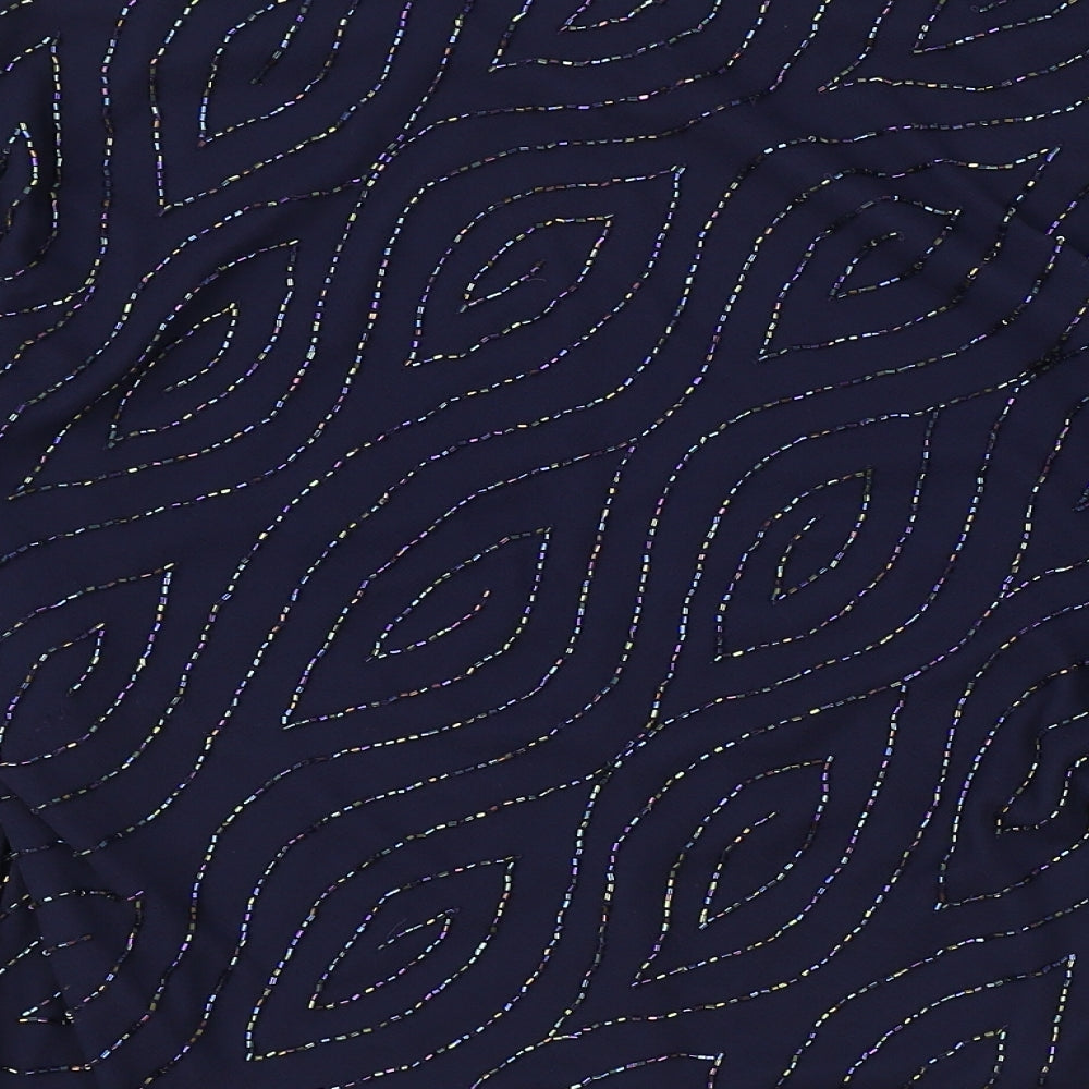 Jaques Vert Womens Blue Geometric Polyester Basic Blouse Size 16 Boat Neck