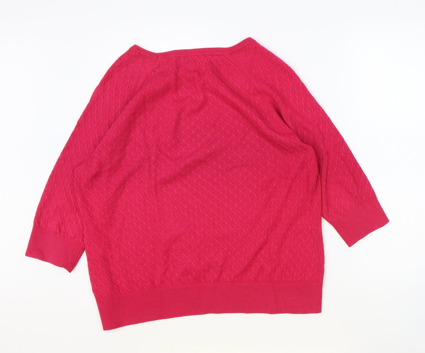 Marks and Spencer Womens Pink Scoop Neck Acrylic Pullover Jumper Size 16