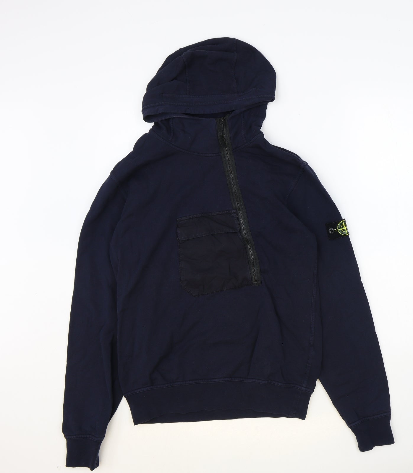 Stone Island Boys Blue Cotton Pullover Hoodie Size 14 Years Zip