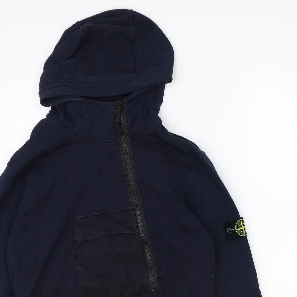 Stone Island Boys Blue Cotton Pullover Hoodie Size 14 Years Zip