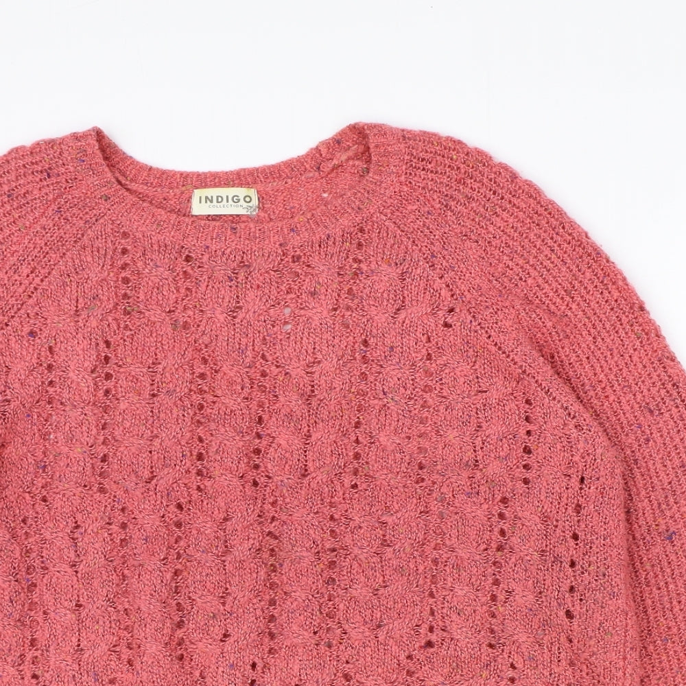 Marks and Spencer Womens Pink Round Neck Acrylic Pullover Jumper Size 14