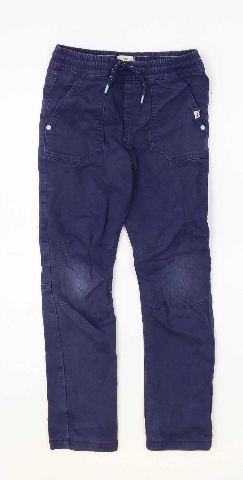F&F Boys Blue Cotton Jogger Trousers Size 6-7 Years Regular Pullover