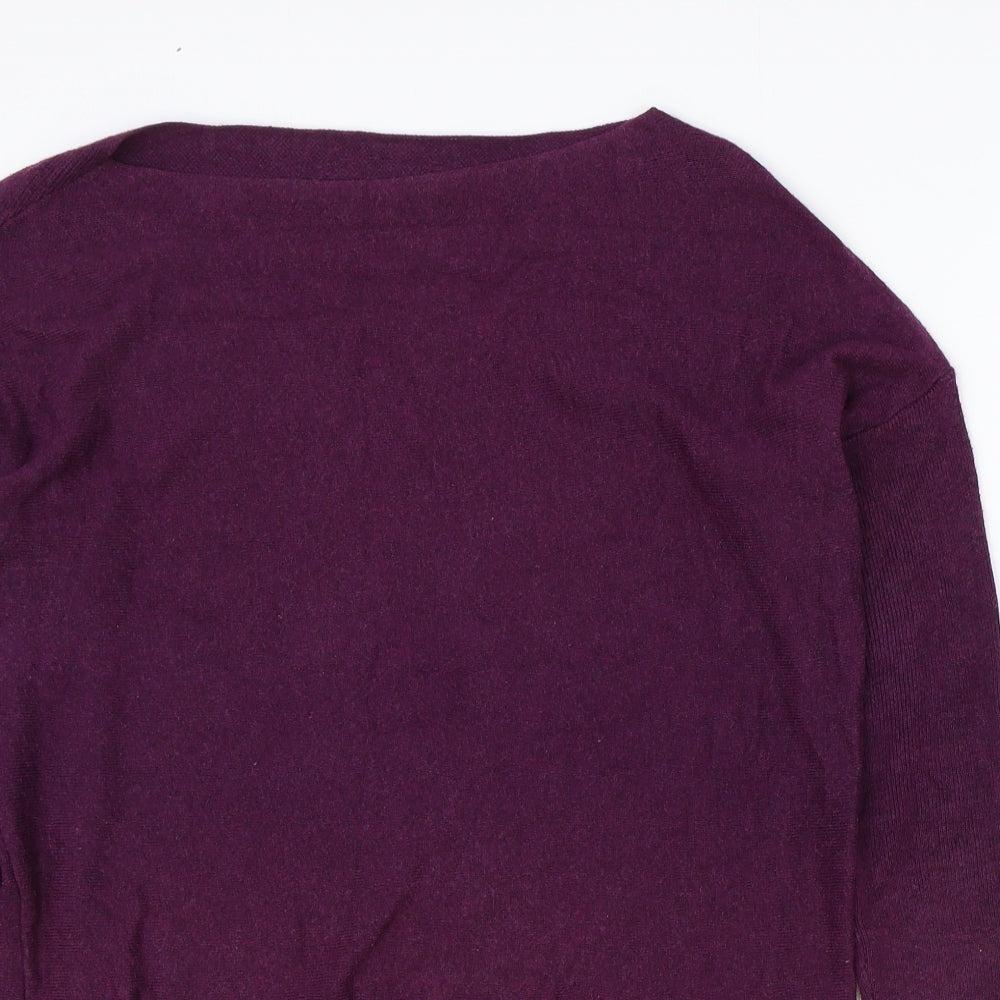 Joules Womens Purple Cotton Basic T-Shirt Size 6 Boat Neck