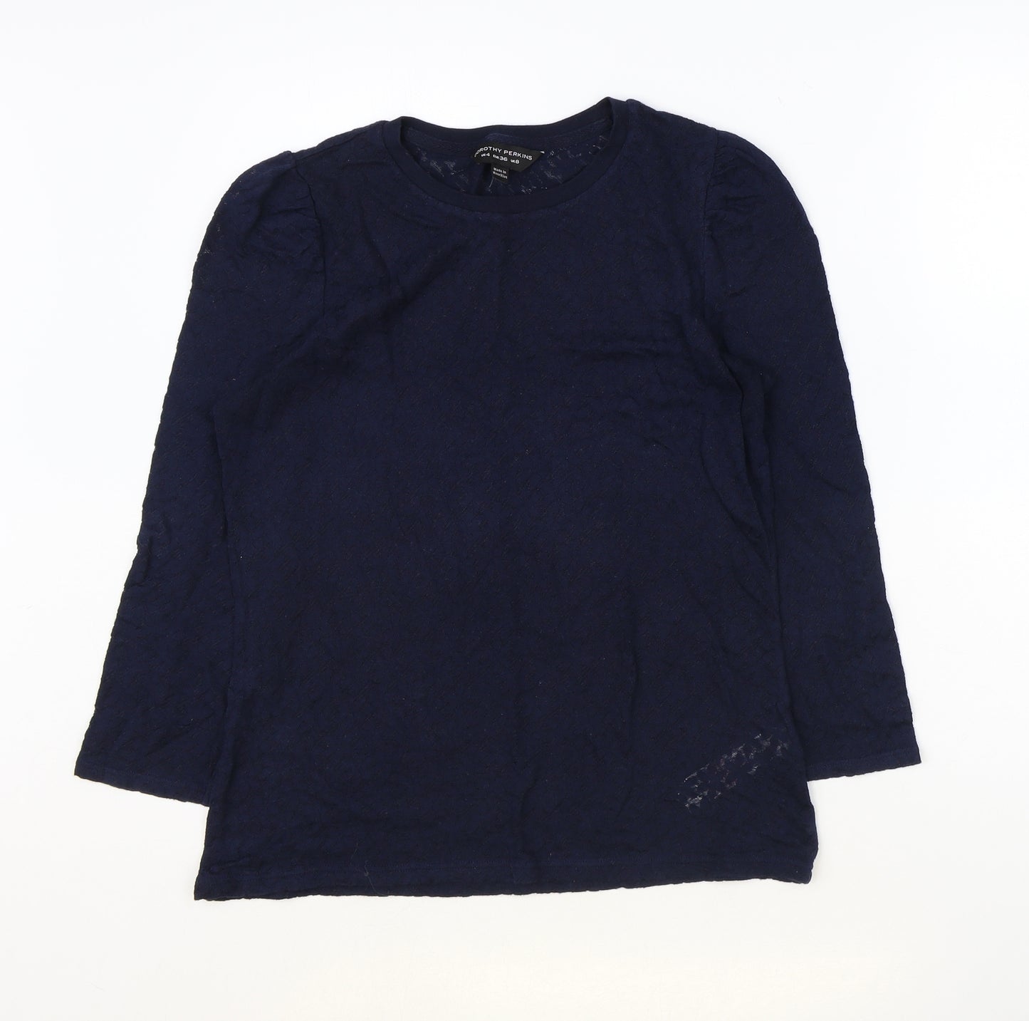 Dorothy Perkins Womens Blue Cotton Basic T-Shirt Size 8 Round Neck