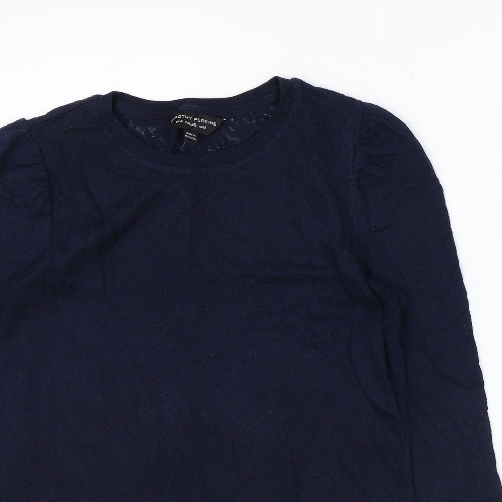 Dorothy Perkins Womens Blue Cotton Basic T-Shirt Size 8 Round Neck