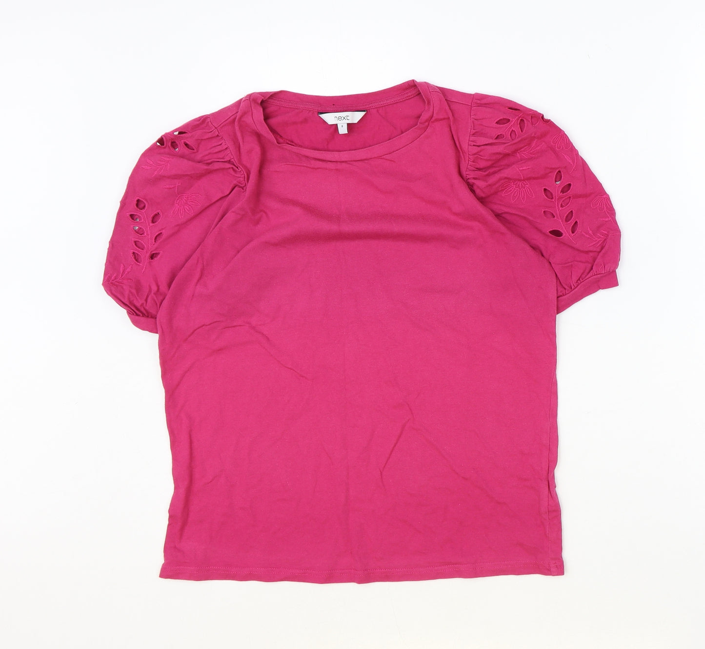 NEXT Womens Pink 100% Cotton Basic T-Shirt Size 8 Round Neck