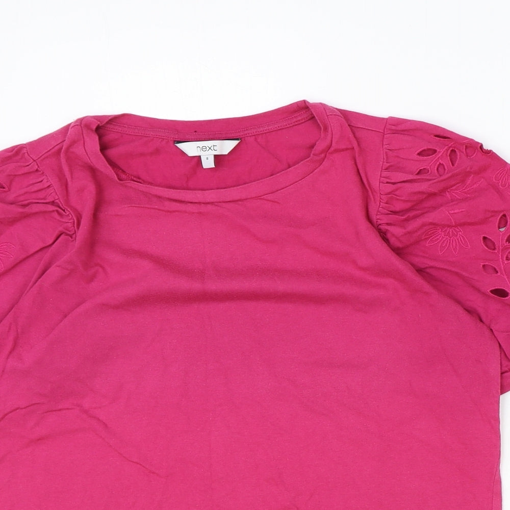NEXT Womens Pink 100% Cotton Basic T-Shirt Size 8 Round Neck
