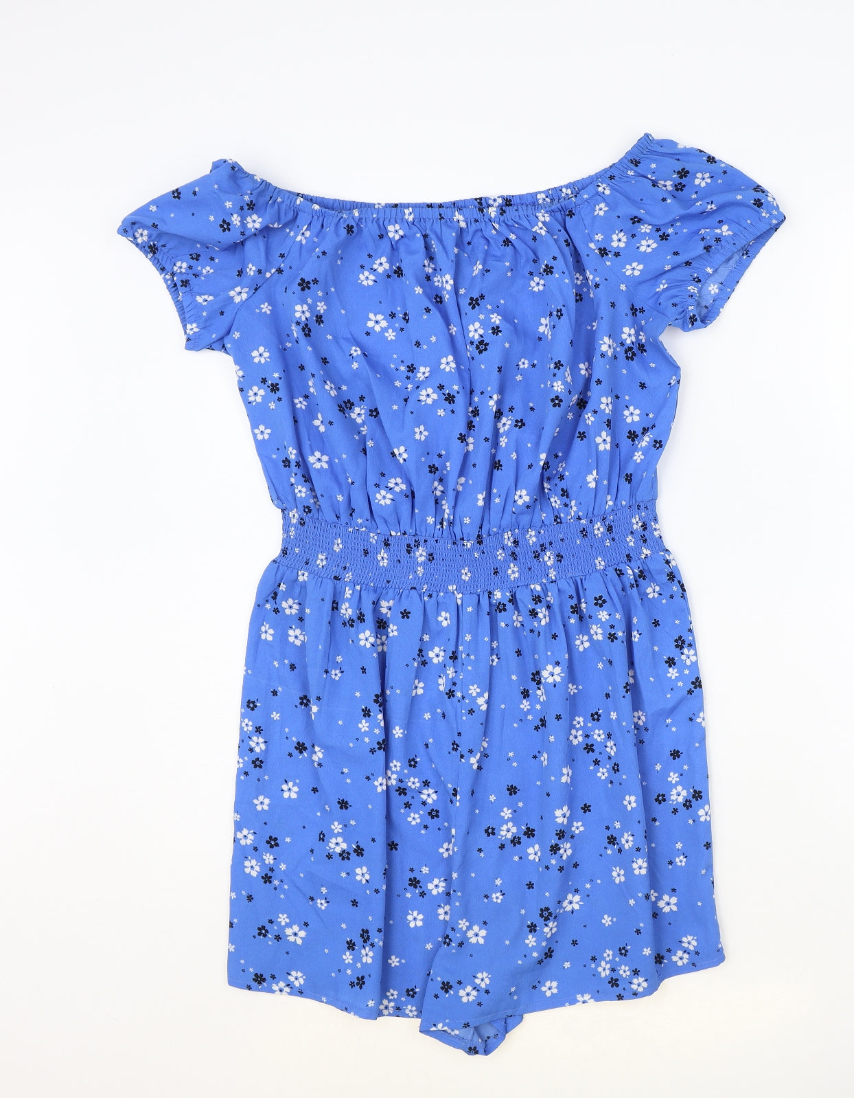 New Look Girls Blue Floral Polyester Playsuit One-Piece Size 15 Years Pullover