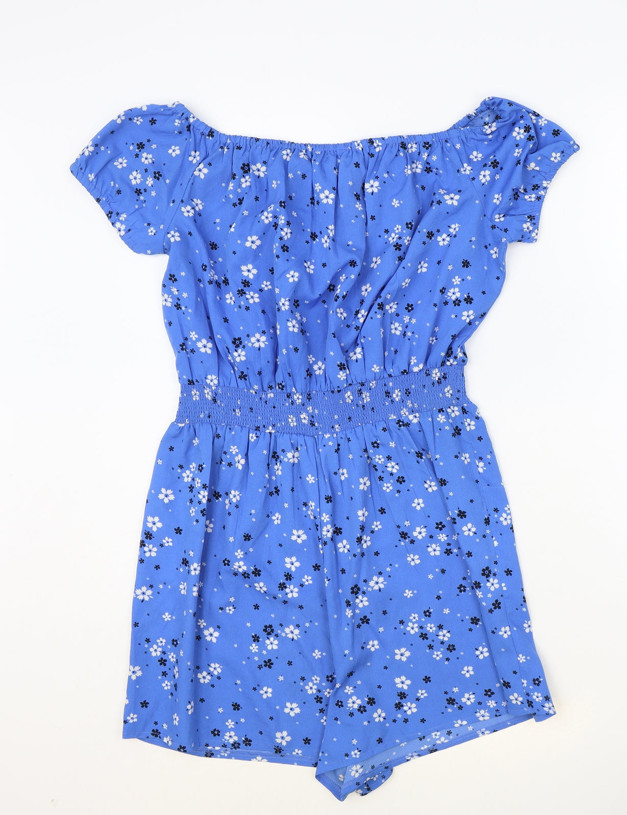 New Look Girls Blue Floral Polyester Playsuit One-Piece Size 15 Years Pullover