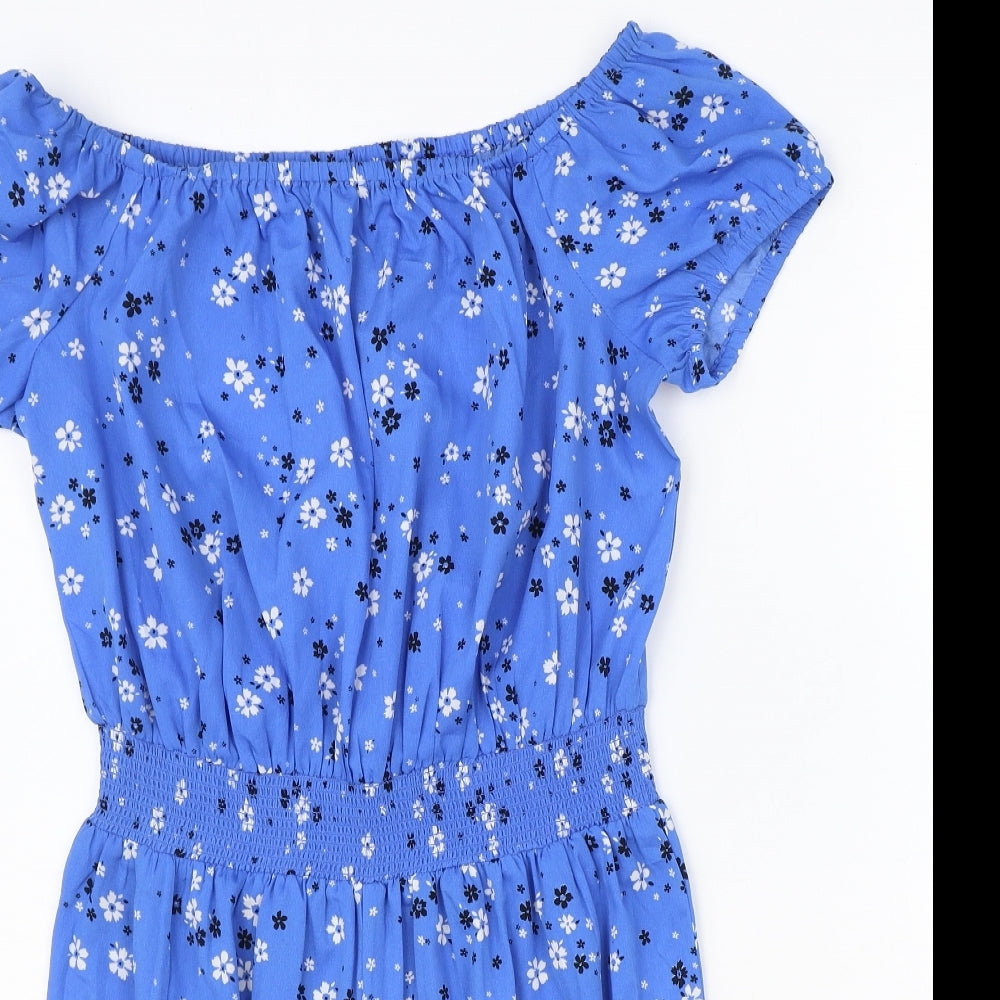 New Look Girls Blue Floral Polyester Playsuit One-Piece Size 15 Years Pullover