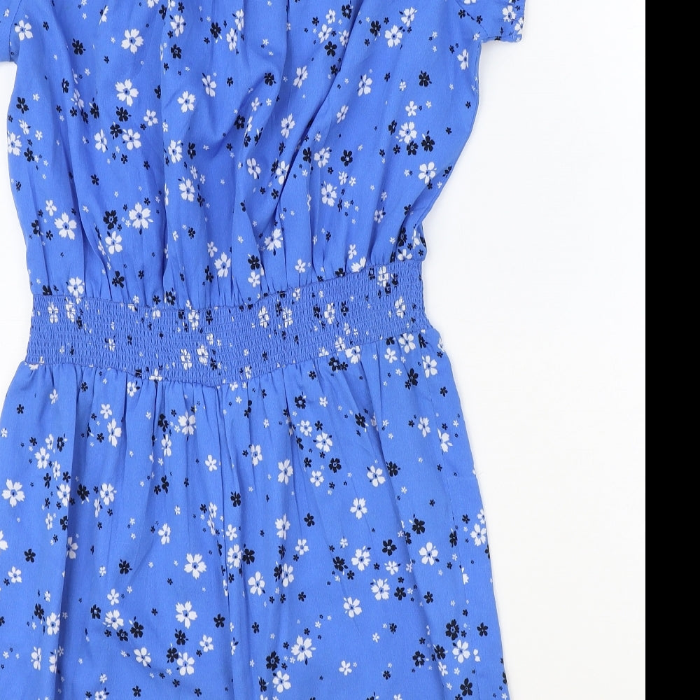 New Look Girls Blue Floral Polyester Playsuit One-Piece Size 15 Years Pullover