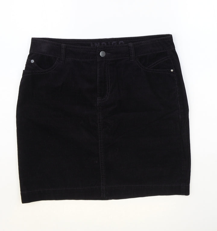Marks and Spencer Womens Purple Cotton Straight & Pencil Skirt Size 10 Zip