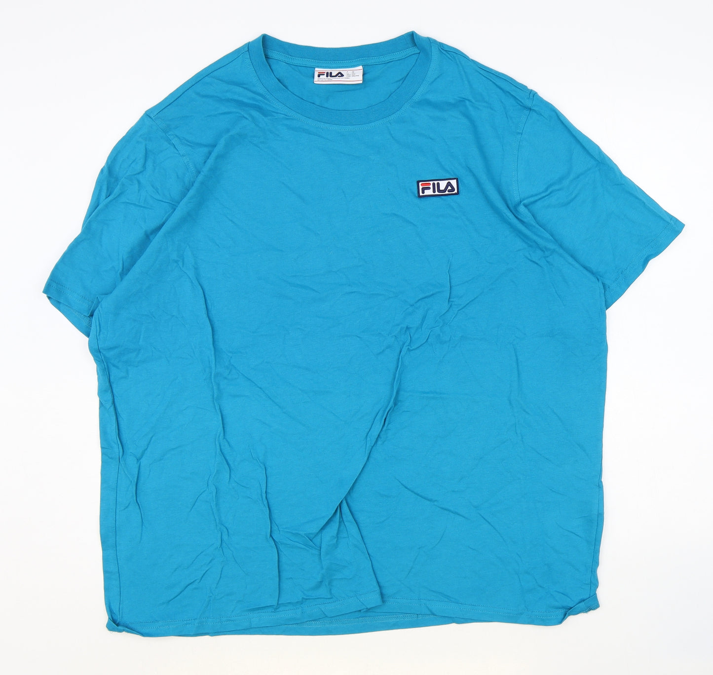 FILA Mens Blue Cotton T-Shirt Size 2XL Round Neck